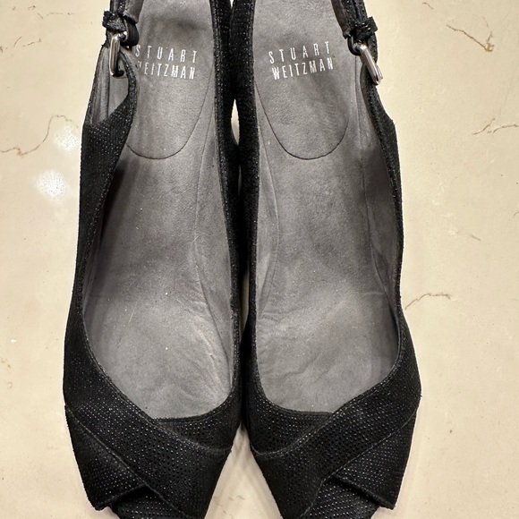 Size 8 M super comfortable &lovely like new Stuart Weisman black wedge shoe - Picture 4 of 4